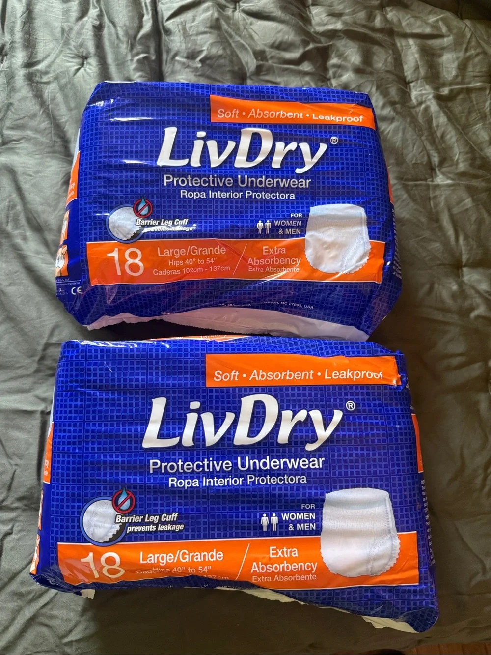 New Underwear - Large, Extra Absorbency - Blue/Orange Pack LivDry
